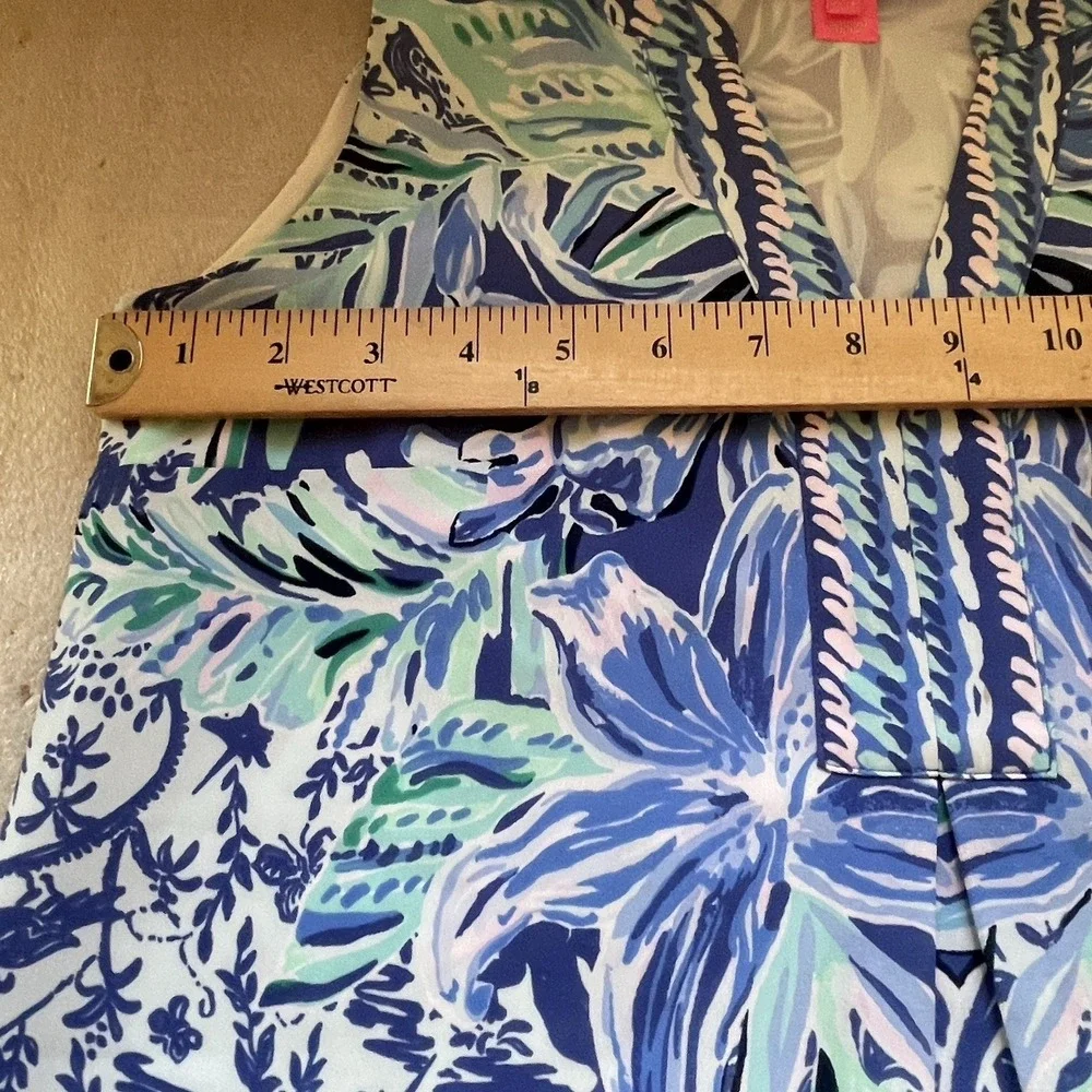 Lily Pulitzer Evah Ready Set Gecko Shift Dress Women‎ XXS Blue Sleeveless V-Neck